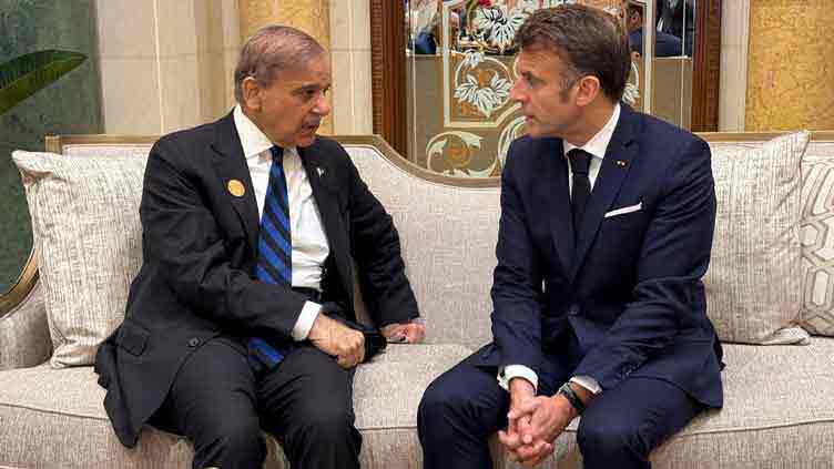 PM Shehbaz meets President Macron at Riyadh summit