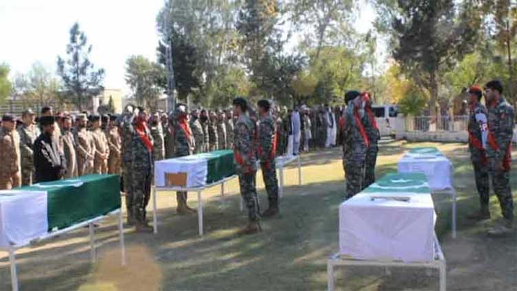 Funeral prayers for six martyred soldiers offered