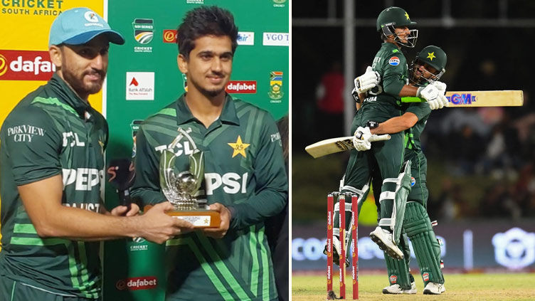 Agha Salman gives his 'Man of the Match' award to Saim Ayub