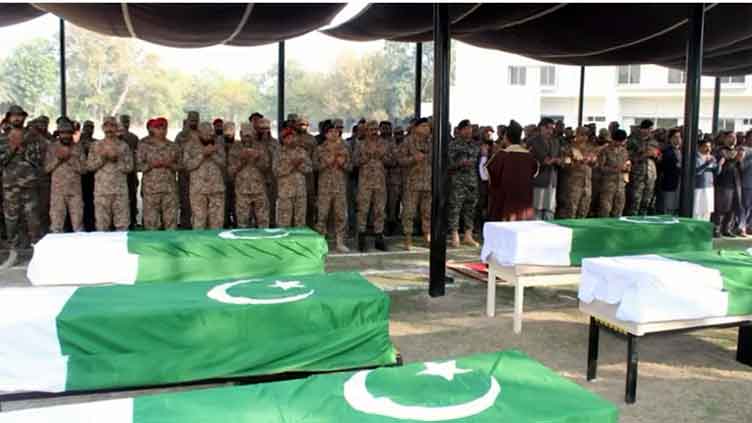 Funeral prayers of martyred soldiers offered in Bannu