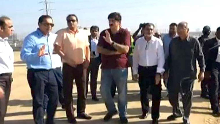 CM Murad reviews construction work at Malir Expressway