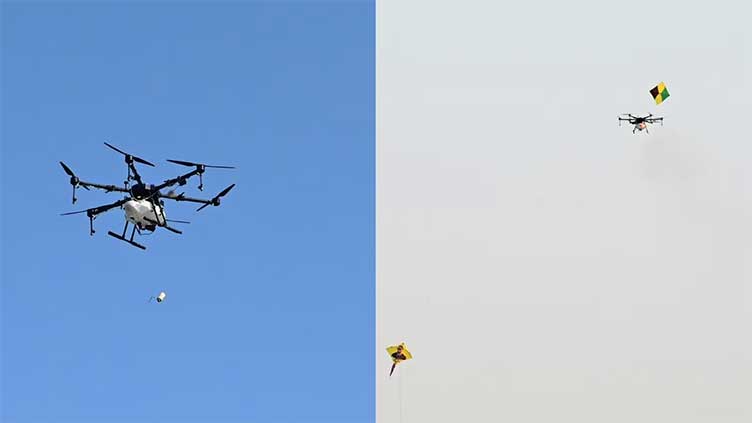 Protesting farmers fly kites to combat police drones 