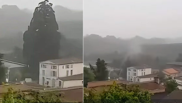 آسمانی بجلی گرنے سے تناور درخت غائب، ویڈیو سوشل میڈیا پر وائرل