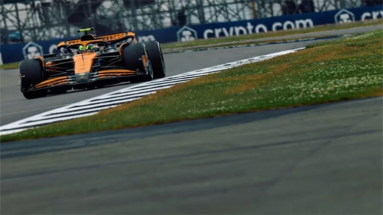 Norris leads McLaren 1-2 as storm clouds loom at Silverstone