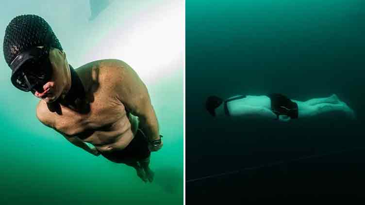 Switzerland man swims record-breaking distance in one breath under frozen lake