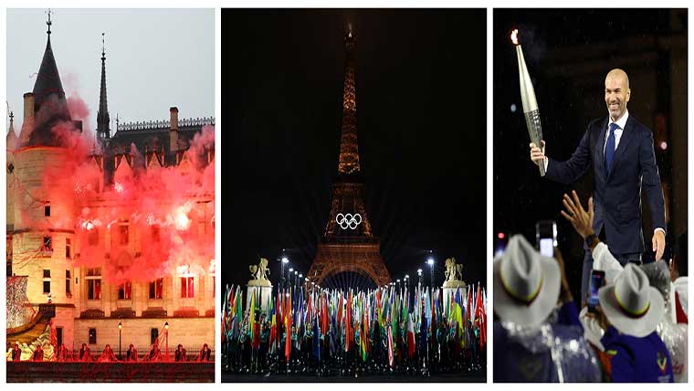 پیرس اولمپکس کی رنگارنگ افتتاحی تقریب کے دلفریب مناظر