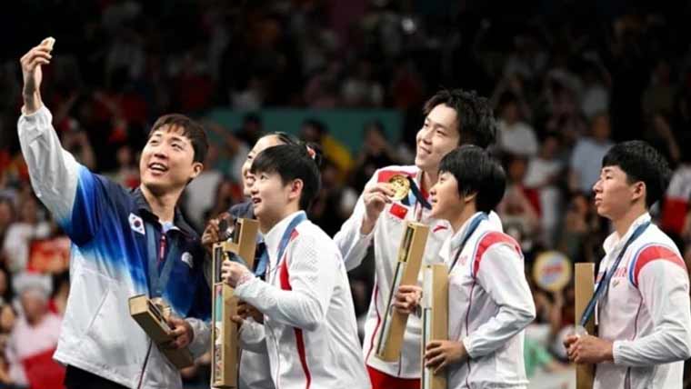 پیرس اولمپکس: جنوبی اورشمالی کوریا کے کھلاڑیوں کی سیلفی کی دھوم