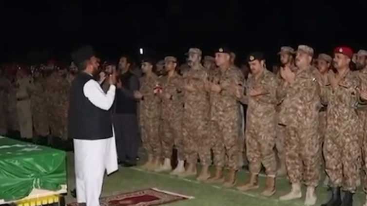 Funeral prayers for security personnel martyred in Lakki Marwat