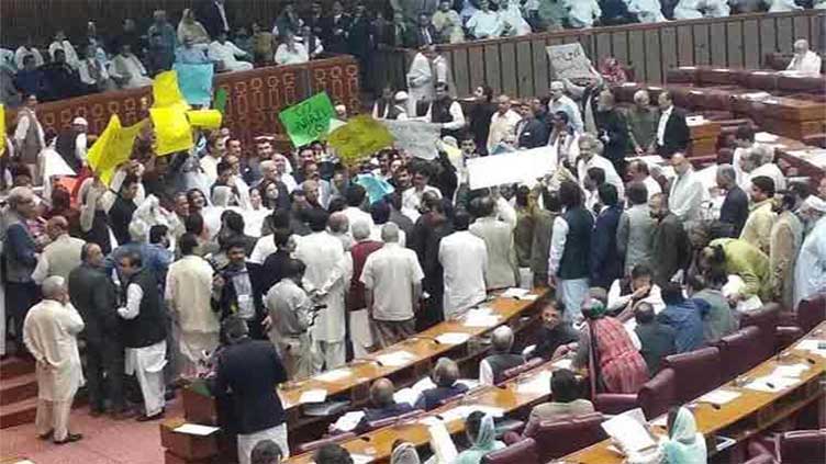 Budget 2024-25: Opposition tears budget documents in protest