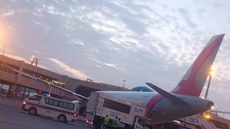 A foreign airlines plane makes emergency landing at Karachi airport