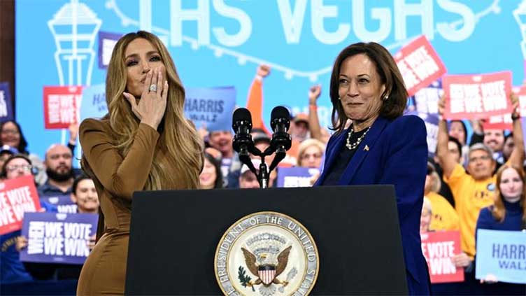 Jennifer Lopez appears at Kamala Harris rally in Las Vegas