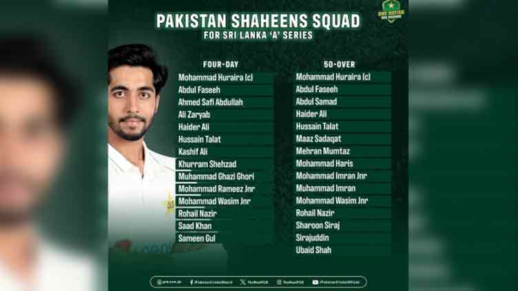 Huraira to lead Pakistan Shaheens against Sri Lanka 'A'