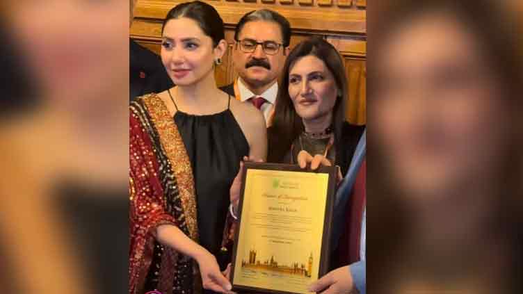 Mahira Khan honoured in UK Parliament for contributions to cinema and cultural advocacy