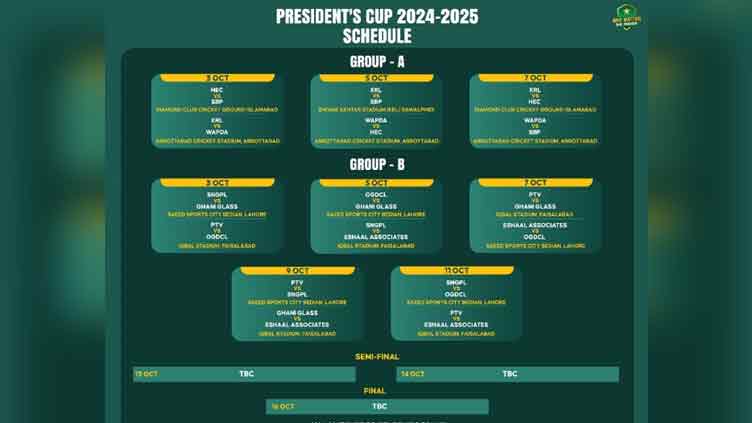 President's Cup to commence from October 3