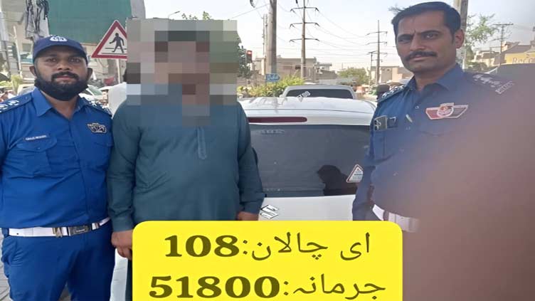 Driver fined over Rs50,000 for 108 traffic violations in Lahore