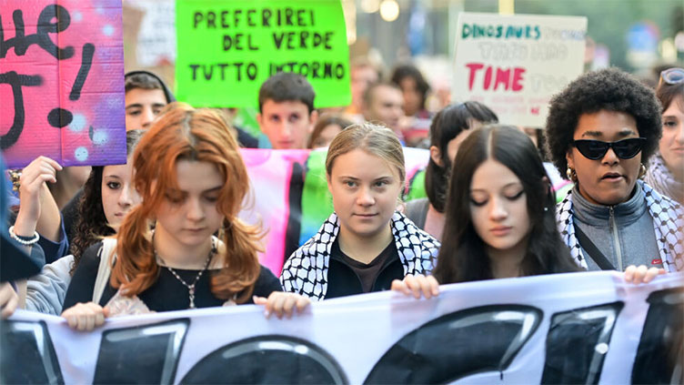 Thunberg leads pro-Palestinian, climate protest in Milan