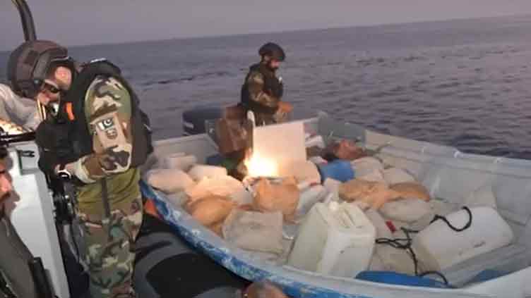 Huge cache of narcotics seized in Pakistan Navy's mega operation in Arabian Sea