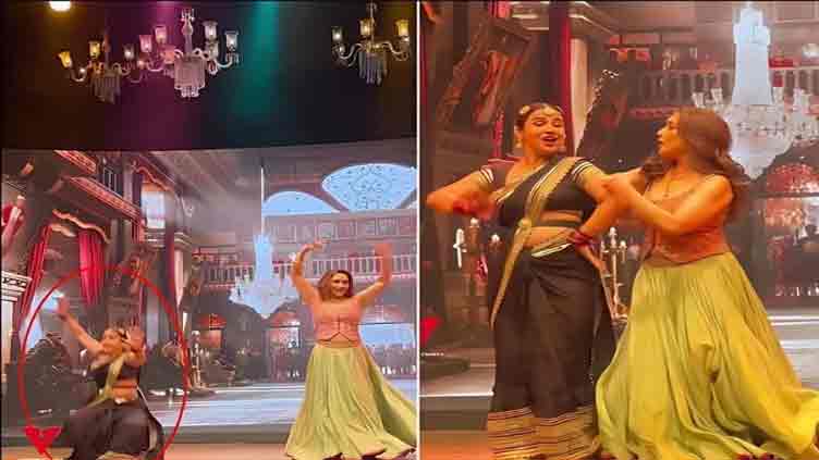 Vidya Balan falls on stage during performance with Madhuri Dixit