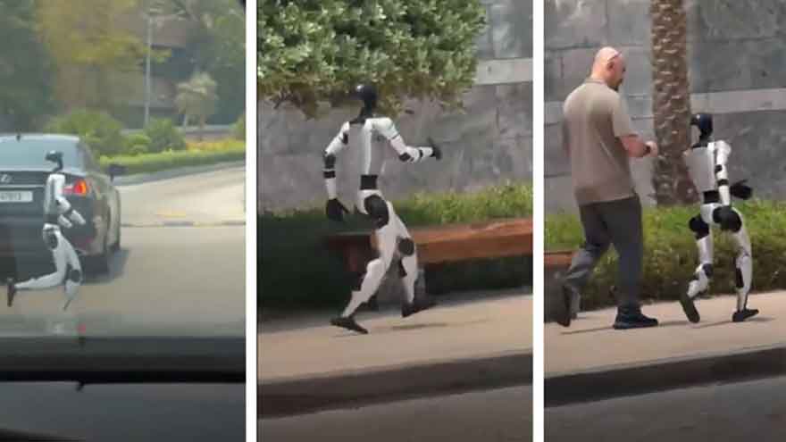 Citizens in awe as Dubai's humanoid robot sprints through streets