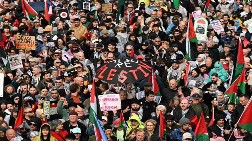Thousands join pro-Palestinian march over Sydney Harbour Bridge