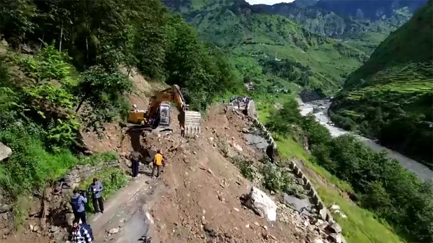 Indian helicopters rescue people stranded by flooding in Himalayan state