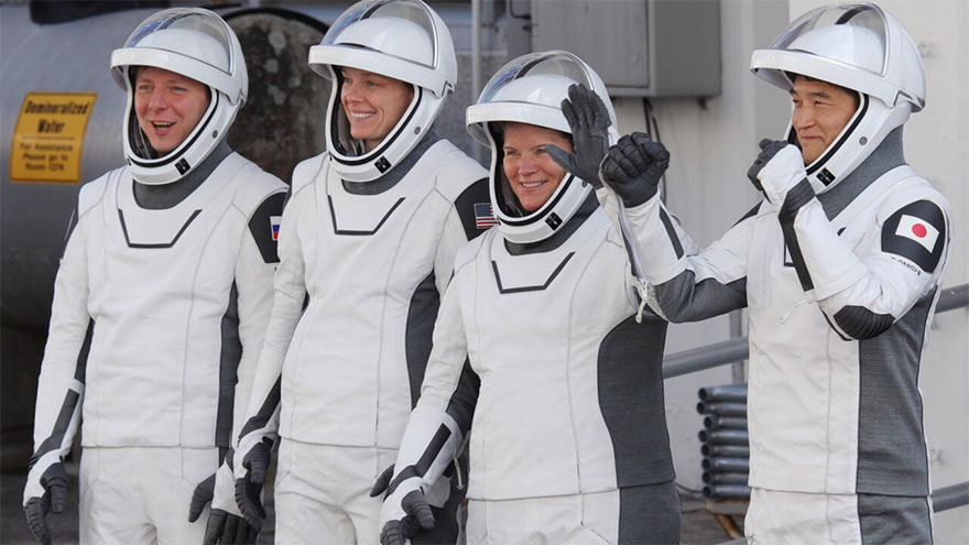 Five astronauts leave space station for trip back to Earth
