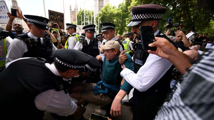 UK police arrest more than 365 at protest for banned Palestine Action group