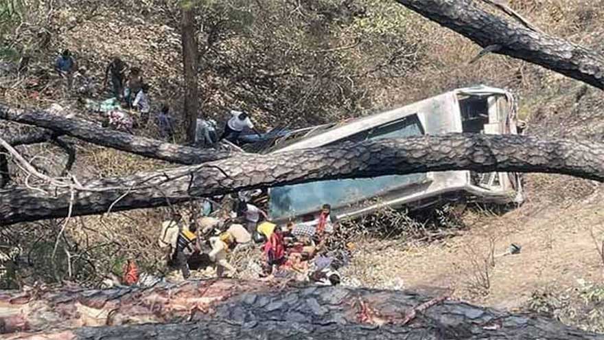 Four killed as bus carrying wedding guests falls into ravine