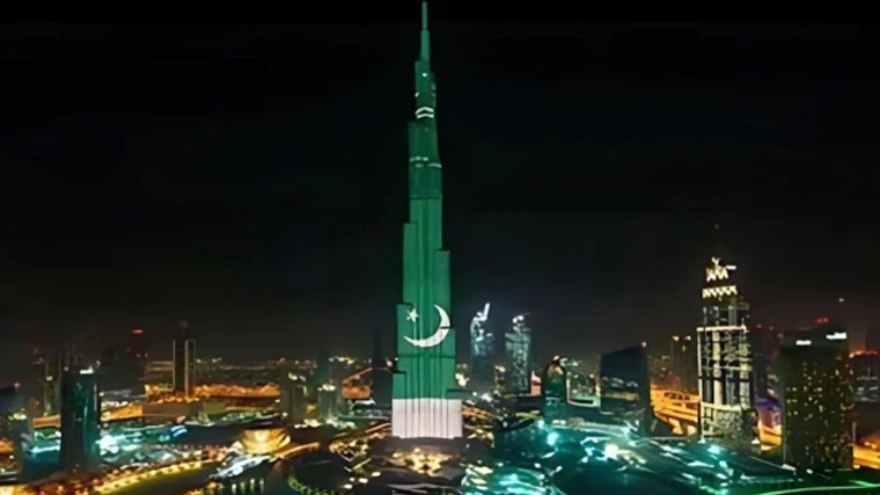 Dubai's Burj Khalifa lights up green and white for Pakistan's Independence Day