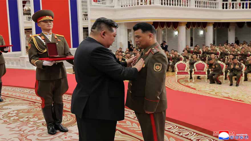 North Korea's Kim decorates soldiers from Russia, consoles children with hugs