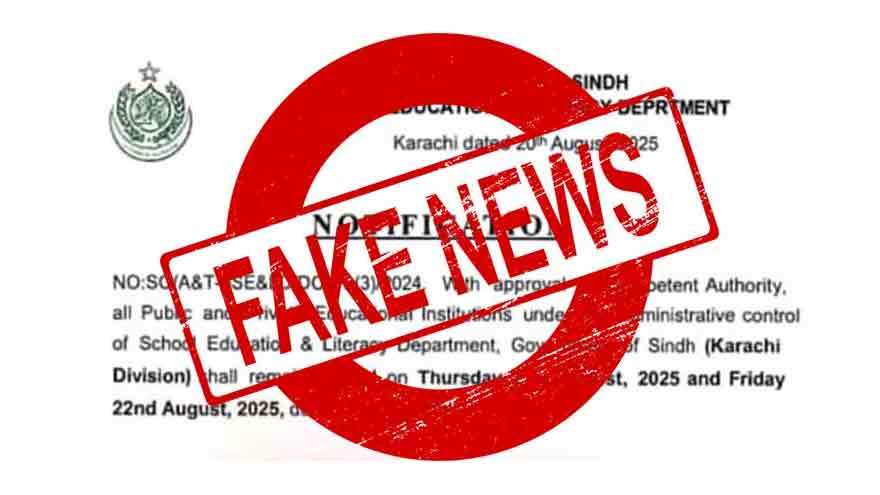 Fake notification of week-long school holidays in Karachi goes viral