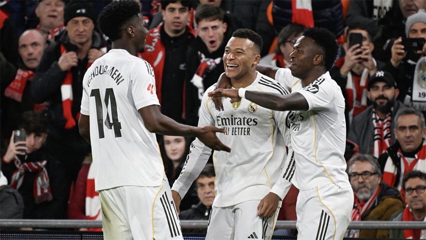 Mbappe double powers Real Madrid to win at Athletic Bilbao
