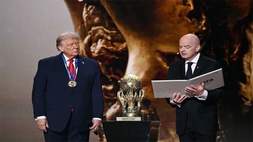 Peace medal and YMCA: Trump steals the show at World Cup draw
