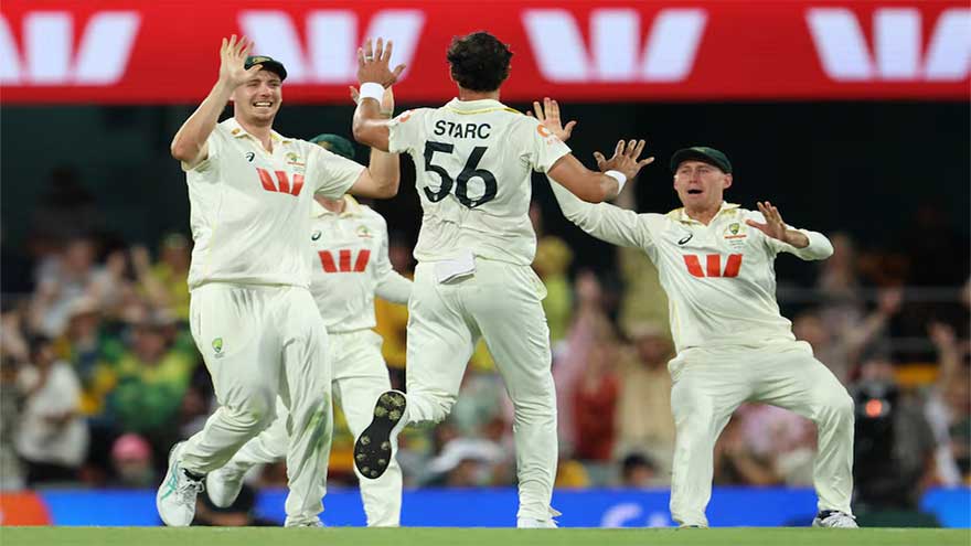 Starc shines with bat and ball to push Australia to brink of Gabba win