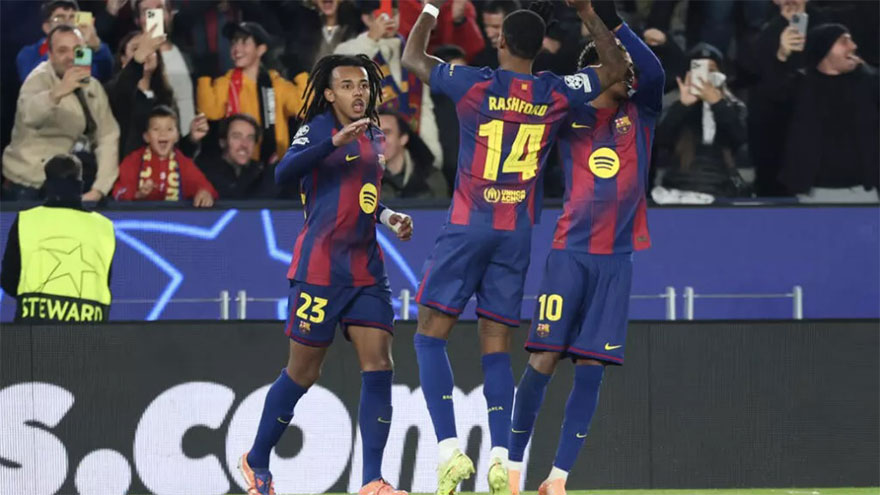 Kounde double helps Barcelona claim Frankfurt comeback win
