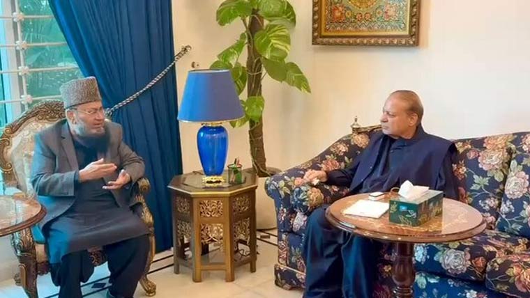 نواز شریف سے سینیٹر حافظ عبدالکریم کی ملاقات، سیاسی صورتحال پر گفتگو
