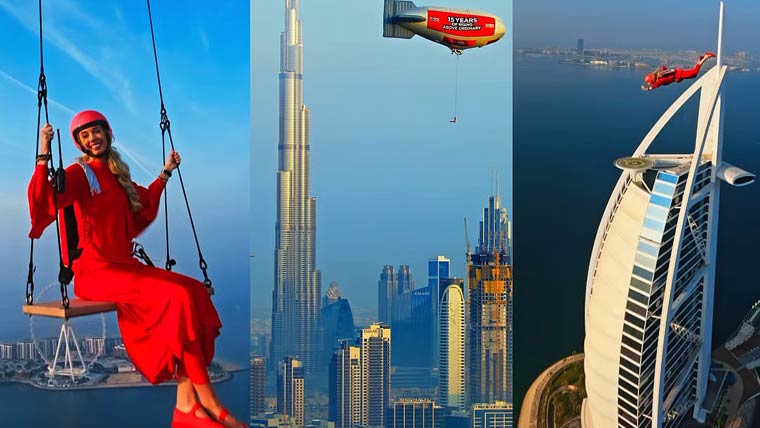 دبئی کی فضاؤں میں جھولا جھولتی خاتون نے سب کو حیران کردیا