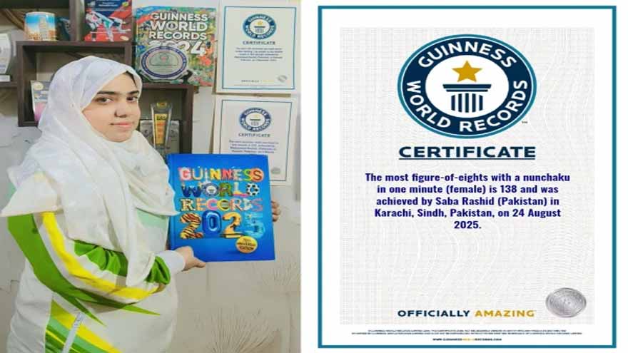Saba Rashid sets another Guinness World Record in martial arts