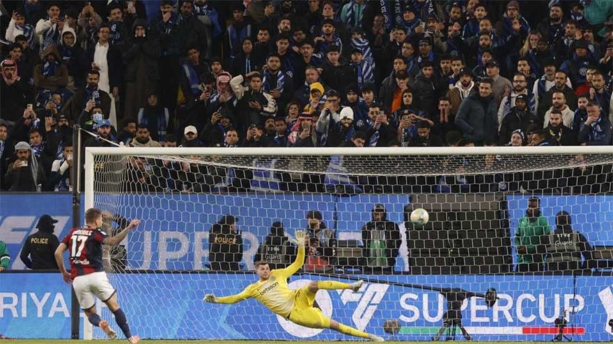 Bologna win shoot-out with Inter to reach Italian Super Cup final