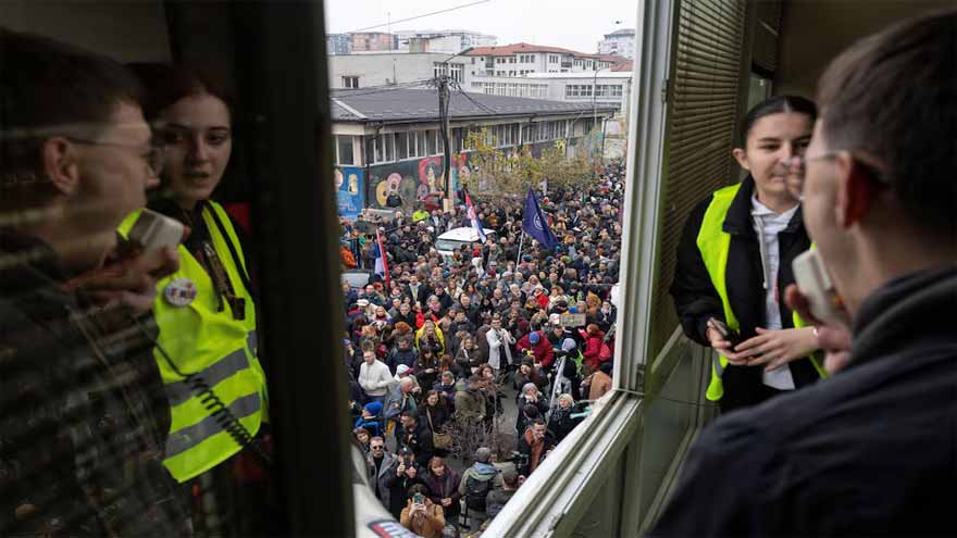 Serbia's students protest against university pressure after railway station tragedy