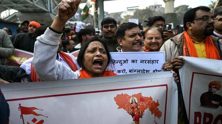 Hundreds protest in New Delhi over killing of Hindu man in Bangladesh
