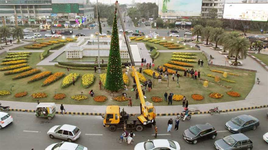 Christmas tree installed at Liberty Chow on instruction on CM Maryam