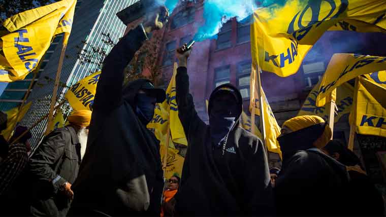 اٹلی میں بھارتی سفارتخانے کے باہر سکھ فار جسٹس تنظیم کا احتجاجی مظاہرہ