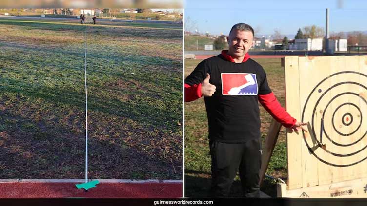 Turkish man smashes world record with axe throw, hits target from over 183 feet