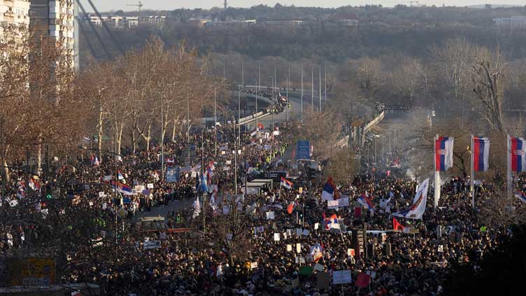 Protesters block bridges in Serbia's Novi Sad over November train disaster