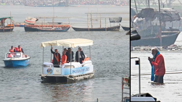 India's Modi takes 'holy dips' at Maha Kumbh, week after stampede killed dozens