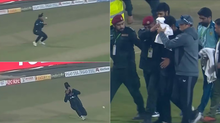 New Zealand's Ravindra bloodied by ball to the face in Lahore