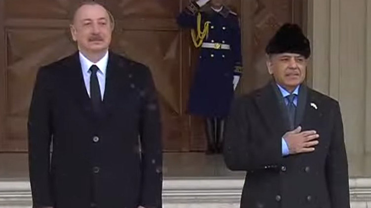 PM Shehbaz arrives at Azerbaijani Presidential Palace for meeting with President Aliyev