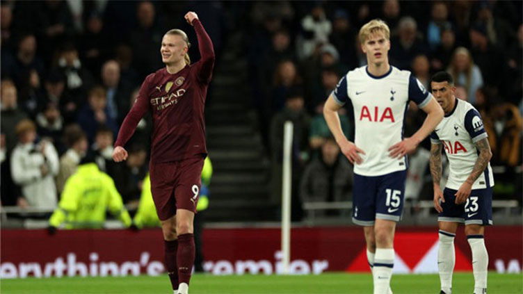 Haaland back with a bang as Man City sink Spurs