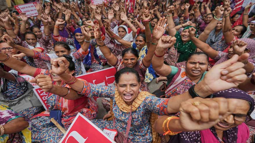 Indian workers go on a daylong nationwide strike against Modi's economic reforms